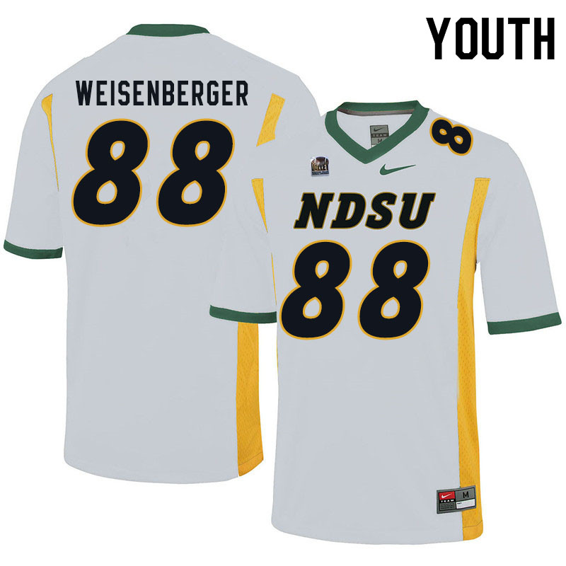 Youth #88 Dawson Weisenberger North Dakota State Bison College Football Jerseys Sale-White - Click Image to Close